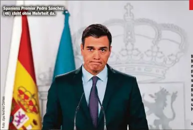  ??  ?? Spaniens Premier Pedro Sánchez (46) steht ohne Mehrheit da.