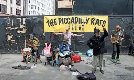  ?? ?? More like street theatre than busking … the Piccadilly Rats. Photograph: Barbara Cook/