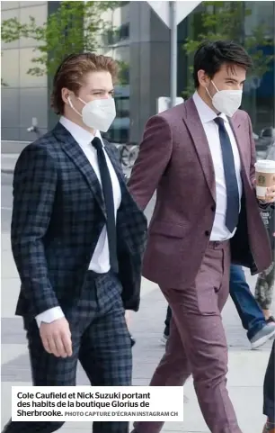  ?? PHOTO CAPTURE D’ÉCRAN INSTAGRAM CH ?? Cole Caufield et Nick Suzuki portant des habits de la boutique Glorius de Sherbrooke.