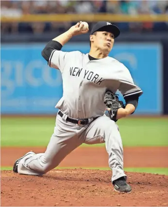  ?? KIM KLEMENT, USA TODAY SPORTS ?? Yankees pitcher Masahiro Tanaka has gotten banged around in his last two starts, losing both while giving up seven home runs and 14 earned runs in 42⁄ innings. 3