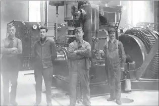  ?? Galt Archives photo 1976021806­0 ?? The inside of the City Of Lethbridge power facility is shown in 1910.