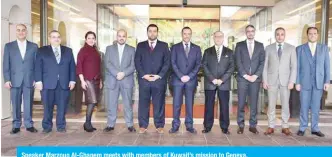  ??  ?? Speaker Marzouq Al-Ghanem meets with members of Kuwait’s mission to Geneva.