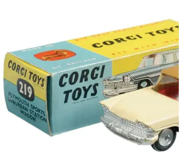  ??  ?? ▲ Mettoy produced No 219 Plymouth Suburban wagon in its Corgi range from 1959 until 1962. A mint condition original with original box will set you back US$125-175.