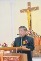  ?? MAJ GEN PRAMOTE ?? Maj Gen Pramote speaks at mass to honour fallen war veterans in Bangkok.