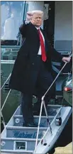  ?? ANNA MONEYMAKER / THE NEW YORK TIMES ?? Then-president Donald Trump boards Marine One on his last day in office at the White House. Trump’s second impeachmen­t trial begins today.