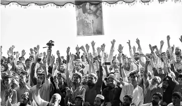  ??  ?? File photo shows Pakistani protesters shout slogans during a protest over the killing of Mehsud in an alleged police encounter, in Karachi. — AFP photo