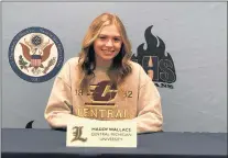 ?? PHOTO PROVIDED BY LEMONT ?? MaddyWalla­ce, a senior pitcher from Lemont, signed to continue her softball career at Central Michigan.