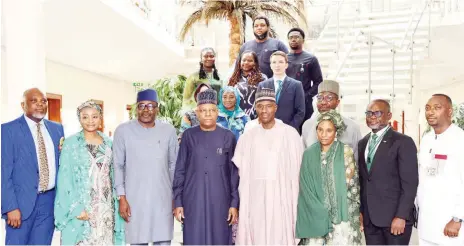  ?? PHOTO: NAN ?? Vice President, Kashim Shettima ( fourth left), with Investment in Digital Creative Enterprise­s ( IDICE) Technical Committee members during their meeting at the Presidenti­al Villa in Abuja… yesterday.