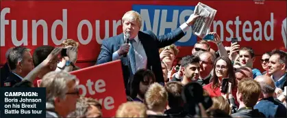  ??  ?? CAMPAIGN: Boris Johnson on his Brexit Battle Bus tour