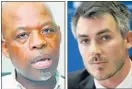  ??  ?? WAR OF WORDS: Stone Sizani and Tim Harris