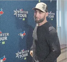  ?? ANDREW VAUGHAN THE CANADIAN PRESS ?? Kevin Pillar, the Toronto Blue Jays centre fielder, arrives to meet with reporters during a visit to Halifax on Friday.