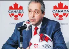  ?? THE CANADIAN PRESS ?? Canada Soccer general secretary Peter Montopoli has been meeting with soccer officials around the globe to push the merits of the 2026 World Cup bid that includes Canada, the U.S. and Mexico.