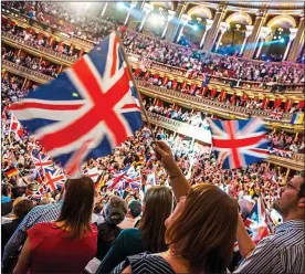  ??  ?? Symbolic: the Last Night of the Proms at the Albert Hall. By tradition, songs like Land of Hope and Glory and Rule Britannia are sung by the audience as flags are waved