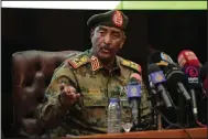  ?? (AP/Marwan Ali) ?? Gen. Abdel-Fattah Burhan speaks at a news conference Oct. 26 at the General Command of the Armed Forces in Khartoum, Sudan, a day after he took power in a military coup.