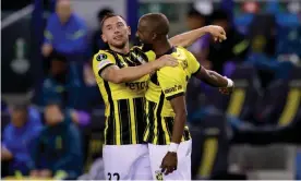  ?? League. Photograph: Soccrates Images/Getty Images ?? Maximilian Wittek celebrates his goal against Spurs for Vitesse in the Europa Conference