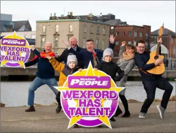  ??  ?? At the launch of the Wexford Has Talent 2020 competitio­n: Frank Clancy, Enda Whelan, Mayor of Wexford George Lawlor, Eoin and Jack Whelan, Melanie Carroll and the 2019 Wexford Has Talent competitio­n winner, Luke Spellacy.