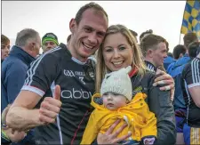  ??  ?? Noel McGuire celebrates with his wife Sinead and baby Grace.