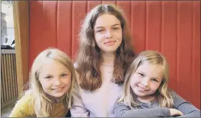  ??  ?? Sophie Fairall, who tragically lost her fight with cancer at the weekend, pictured above and, far right, with sisters Lucy and Amelia