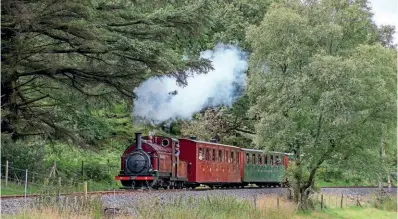  ?? ?? George England 0-4-0STT No. 4 Palmerston which, built in 1863, is 43 years older than Russell, rounds the curves at Betws Garmon on July. 31. CHRIS PARRY