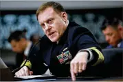  ?? JACQUELYN MARTIN / ASSOCIATED PRESS ?? U.S. Cyber Command and NSA Director Adm. Mike Rogers testifies on Capitol Hill on May 9. Under a new plan, Cyber Command would be led by Lt. Gen. William Mayville, with a budget of $647 million.