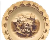  ??  ?? A pudding dish with An Old Bill moustache border. The reverse reads “A Souvenir Of The Great War 1919”