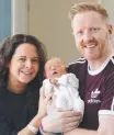  ??  ?? Tracey McArdle and Mark Ryan with new son Comhghan.
