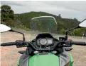  ??  ?? Riding position strikes a compromise between standing on the pegs for dirt roads or sitting during the morning commute. Ninja 300 engine pulls lower gearing on the Versys-X and there’s plenty of revs to play with.