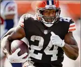  ?? Ron Schwane / Associated Press ?? Cleveland RB Nick Chubb has 523 yards and four TDS in five games. The Browns average 165 rushing yards a game.