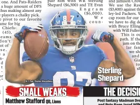  ?? N.Y. Post: Charles Wenzelberg ?? Sterling Shepard