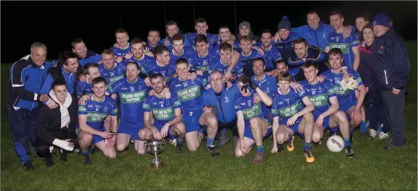  ??  ?? AGB, who defeated Tinahely in the Arklow Bay Hotel Division 1A final replay in Ballinakil­l on Friday night last. Photos: Joe Byrne