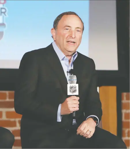  ?? BRUCE BENNETT/GETTY IMAGES ?? Gary Bettman is adamant that NHL players shouldn’t compete in the 2022 Winter Olympics in China due to the unfriendly TV time considerat­ions, but the NHLPA hopes to negotiate for the right to participat­e in the Games as part of a revised multi-year CBA.