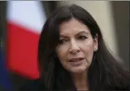  ?? AP FILE PHOTO ?? Paris mayor, Anne Hidalgo, speaking to media after a meeting with French president Francois Hollande, at the Elysee Palace, in Paris, France. Paris’ mayor Anne Hidalgo has strongly criticized a black feminist festival in Paris that bans non-black...