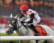  ?? PHOTO JAMIE COULTER/ NYRA ?? World Approval racing in the Fourstarda­ve Aug. 18, 2017at Saratoga Race Course.