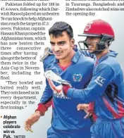  ?? TWITTER ?? Afghan players celebrate win vs Pak.