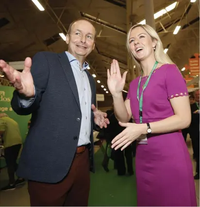  ??  ?? Fianna Fáil leader Micheál Martin with Lisa Chambers, the party’s spokespers­on for defence, at the opening of the ard fheis at the RDS in Dublin last weekend. Photo: Conor McCabe Photograph­y