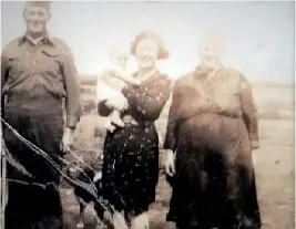  ??  ?? Pictured in the early 1940s, l-r: Séan Lyons, his wife Nell (nee Lee) and Séan’s mother, Mrs Bridget Lyons (nee O’Keeffe).