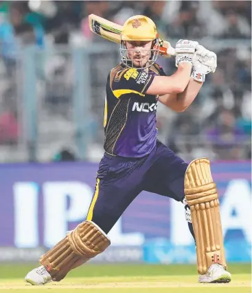  ?? Picture: AFP PHOTO ?? FINE FORM: Chris Lynn plays a shot for the Kolkata Knight Riders during an Indian Premier League Twenty20 match against the Rajasthan Royals.