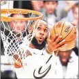  ?? AFP ?? LeBron James dunks a basket during the 2018 NBA All-Star Game at Staples Center in Los Angeles on February 18.