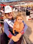  ?? Photo submitted ?? Thompson posed with a young fan in Parsons Stadium during the rodeo in June.