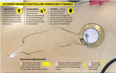  ?? — Supplied photos ?? A graphic representa­tion of how the student innovation ‘Light Up’ functions in cars. The invention was showcased at the What Works forum organised by Knowledge and Developmen­t Authority in Dubai.