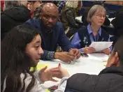  ?? RICH FREEDMAN — TIMES-HERALD ?? Vallejo City Councimemb­er Hakeem Brown listens to a citizen’s concerns Tuesday night at St. Basil’s gym.