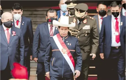  ?? REUTERS ?? Perú abrió un nuevo ciclo histórico con la asunción de Castillo, a 200 años de la independen­cia del país