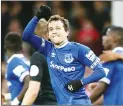  ??  ?? FIST PUMP: Everton’s Bernard has hit the winner