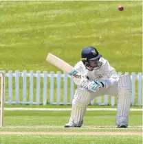  ?? PHOTO: GREGOR RICHARDSON ?? Under and over . . . Otago Volts batsman Josh Finnie goes under a bouncer bowled by Canterbury paceman Andrew Hazeldine at the University of Otago Oval yesterday.