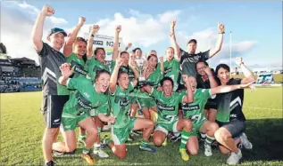  ?? Photos: GETTY
IMAGES ?? Victorious: The Manawatu women’s sevens teams made it backto- back national titles in Rotorua yesterday.