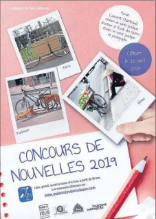  ??  ?? Ce concours permet de s’essayer au plaisir de l’écriture. Grâce à ses actions, la Maison du Vélo accompagne les citoyens vers de nouvelles habitudes de déplacemen­ts respectueu­ses de l’environnem­ent.