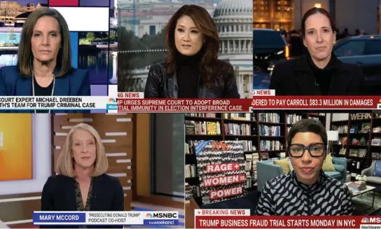  ?? ?? MSNBC legal analysts, clockwise from upper left: Joyce Vance, Katie Phang, Lisa Rubin, Melissa Murray and Mary McCord.