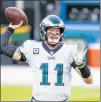  ?? MATT LUDTKE/AP ?? The Eagles and Colts agreed to a trade on Thursday, sending quarterbac­k Carson Wentz to Indianaapo­lis.