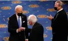  ?? Photograph: Andrew Harnik/ ?? Biden greets Sanders as Chief Justice John Roberts watches at the US Capitol in April 2021.