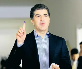  ??  ?? Der neue Präsident Nechirvan Barzani bei den Parlaments­wahlen 2018, die die Rolle der KDP – und der Familie Barzani – in der irakisch-kurdischen Politik bestätigte­n.